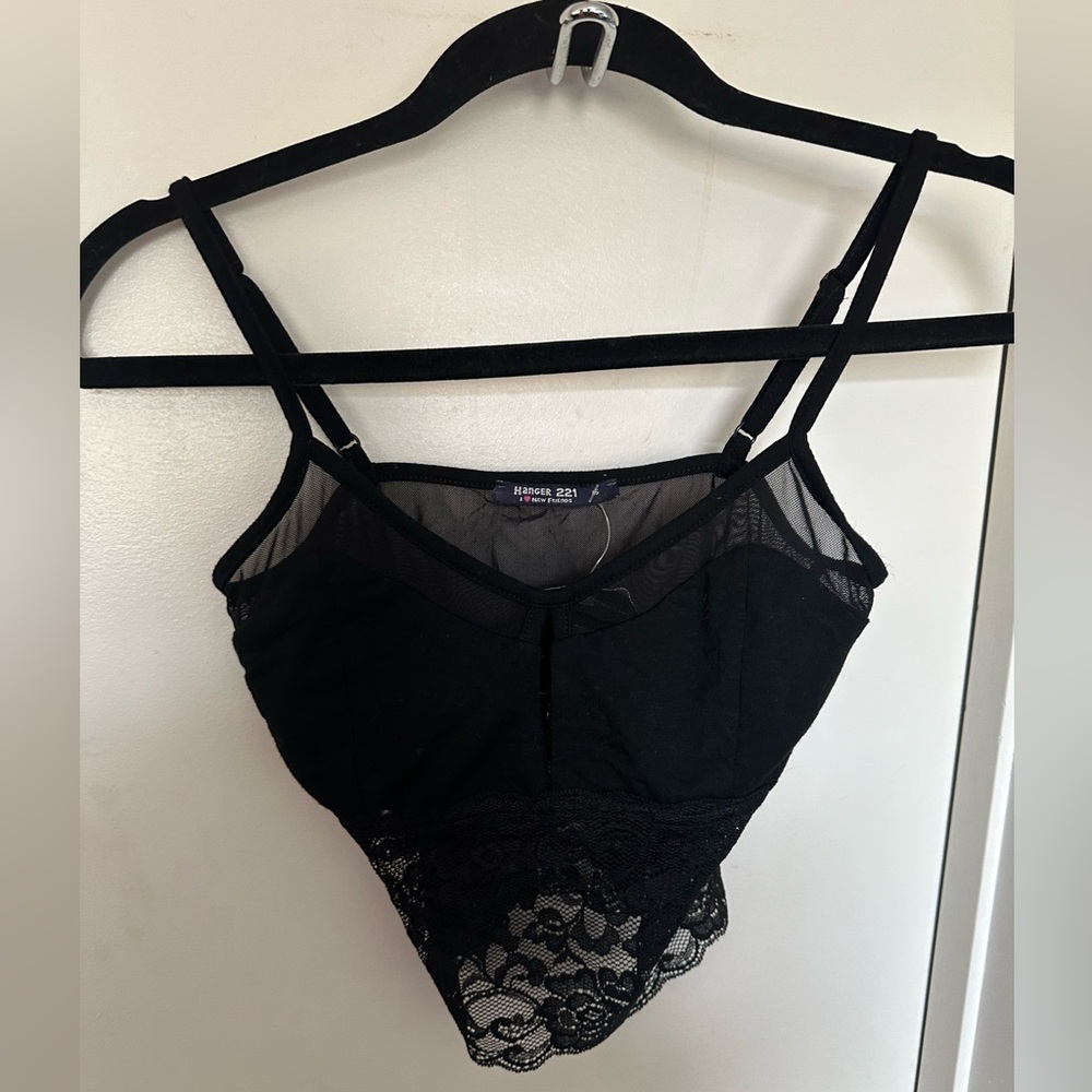 Lace mesh crop top